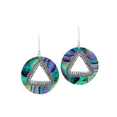 AE-1184-AB Sterling Silver Round Shape Earring With Abalone Shell Jewelry Bali Designs Inc